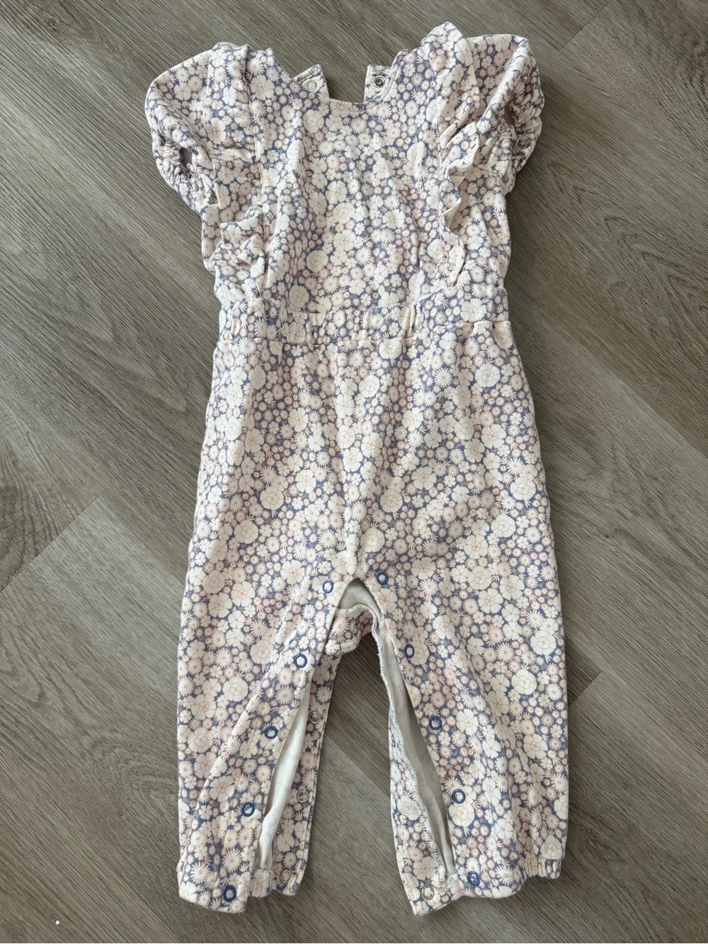 Baby Floral One-Piece Bodysuit in Light Pink and Blue